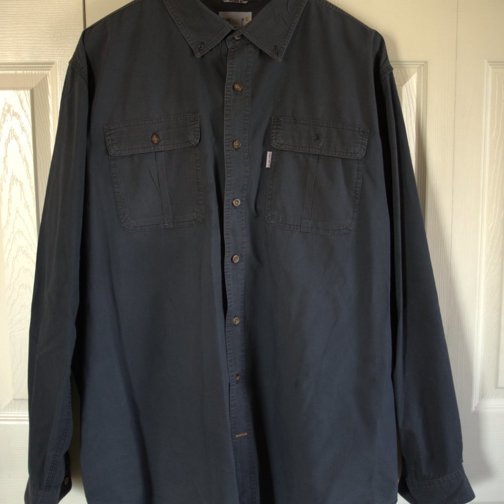 Navy Carhartt Men's Long Sleeve Shirt - 2XL Tall
